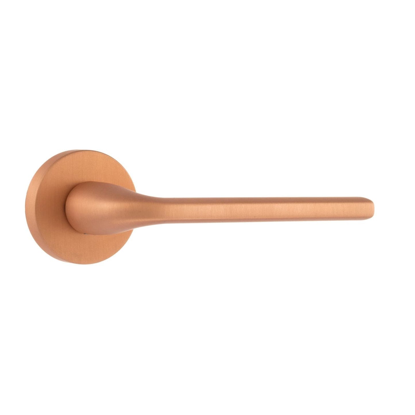 Atlantic Handles Urban Satin Copper Forme Milly Designer Lever on Minimal Round Rose