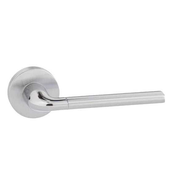 Atlantic Handles Satin Chrome/Polished Chrome Forme Milly Designer Lever on Minimal Round Rose