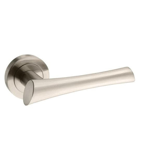 Atlantic Handles Satin Nickel Mediterranean Corsica Lever on Round Rose