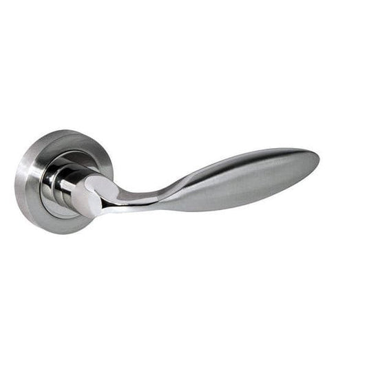Atlantic Handles Satin Nickel/Polished Nickel Mediterranean Ibiza Lever on Round Rose