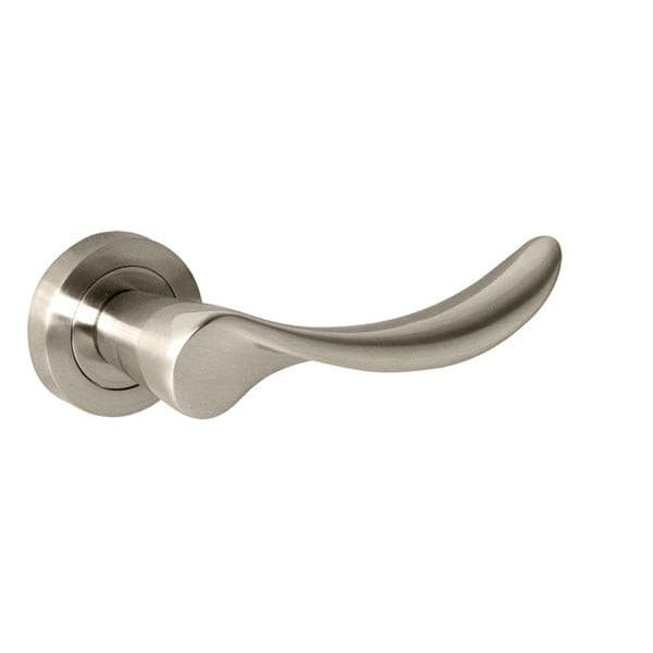 Atlantic Handles Satin Nickel Mediterranean Malaga Lever on Round Rose