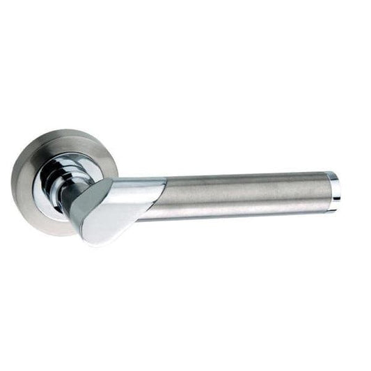 Atlantic Handles Satin Nickel/Polished Chrome Mediterranean Tunis Lever on Round Rose
