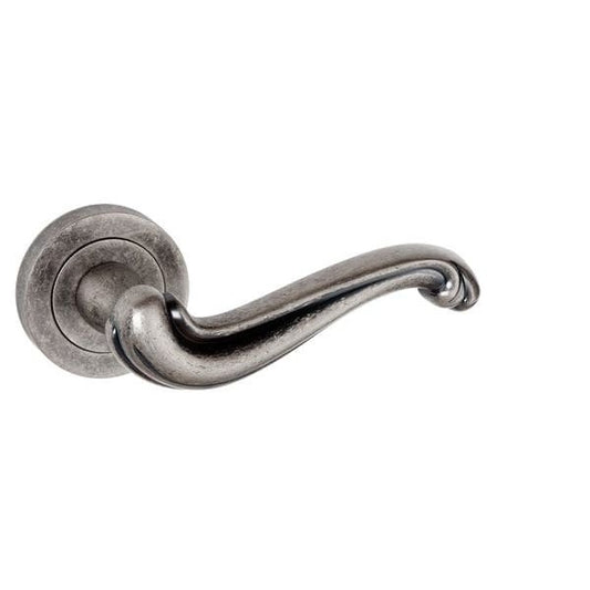 Atlantic Handles Distressed Silver Old English Colchester Lever on Round Rose
