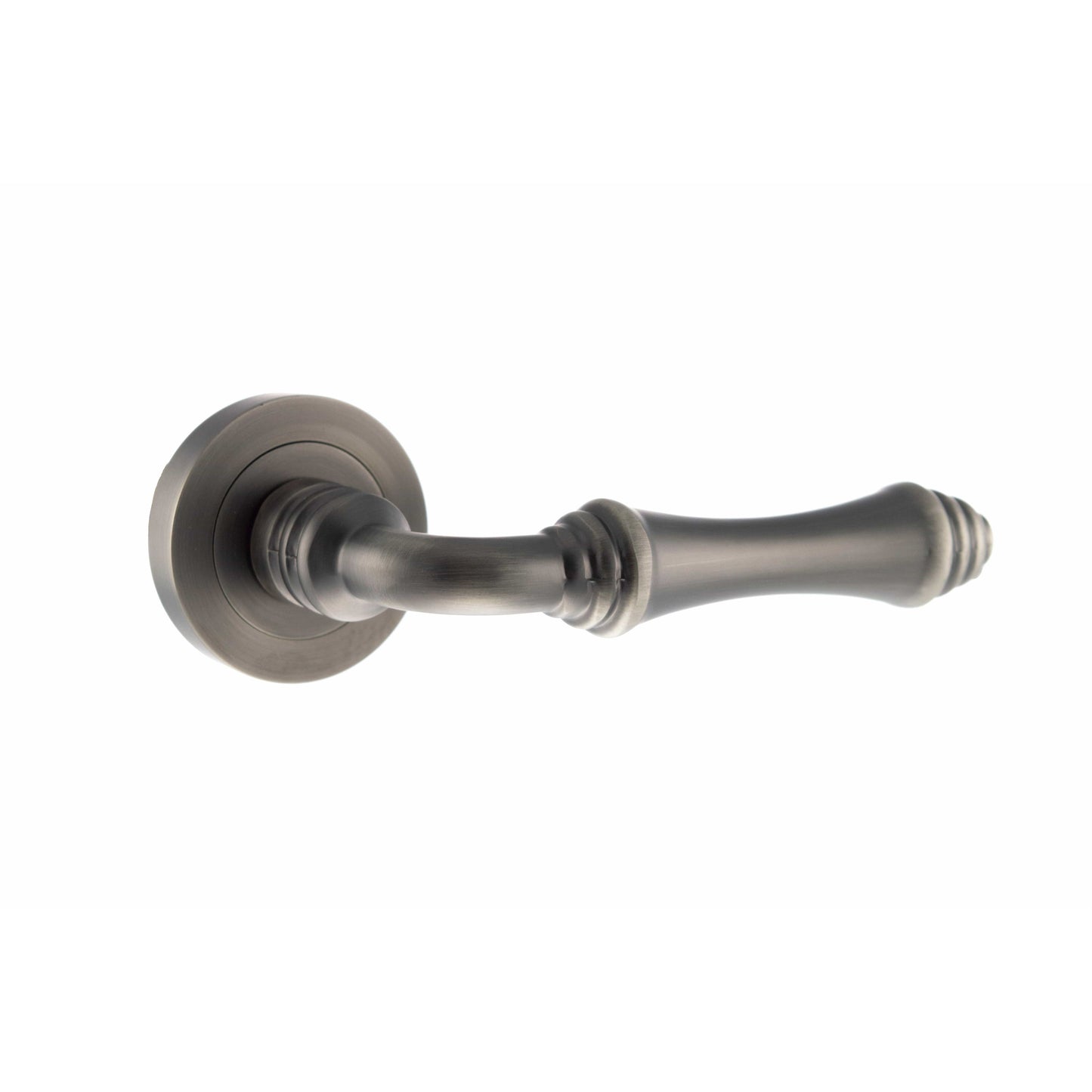 Atlantic Handles Matt Gun Metal Old English Durham Lever on Round Rose