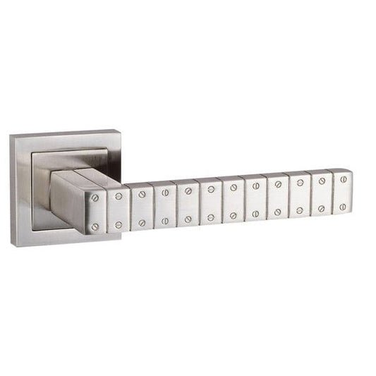 Atlantic Handles Satin Nickel Senza Pari Bianca Designer Lever on Square Rose
