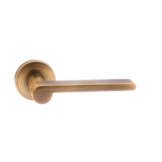 Atlantic Handles Weathered Antique Bronze Senza Pari Darrio Designer Lever on Round Rose
