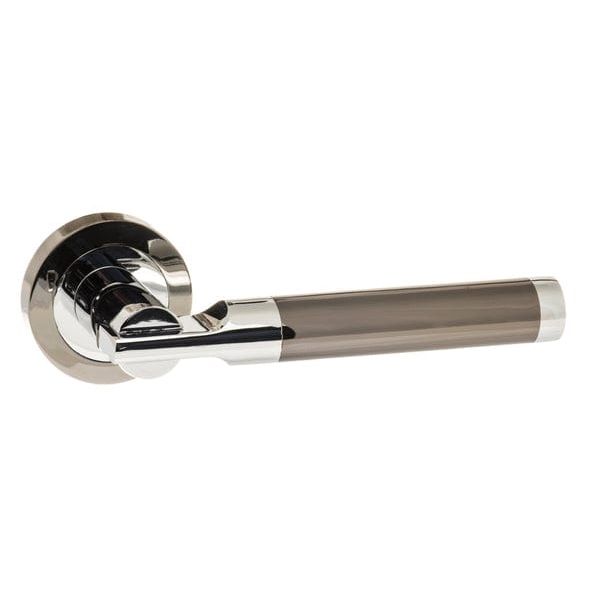 Atlantic Handles Black Nickel/Polished Chrome STATUS Dakota Lever on Round Rose