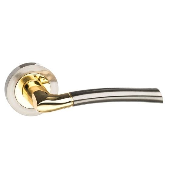 Atlantic Handles Satin Nickel/Polished Brass STATUS Indiana Lever on Round Rose