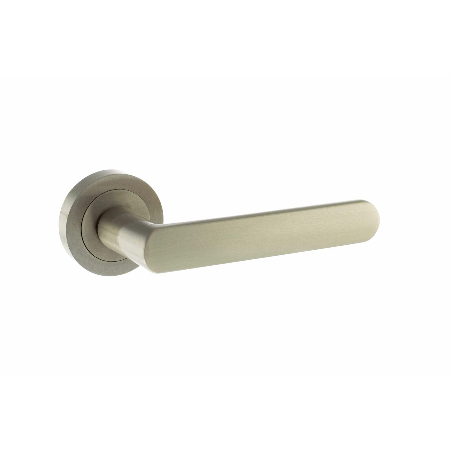 Atlantic Handles Satin Nickel STATUS Michigan Lever on Round Rose