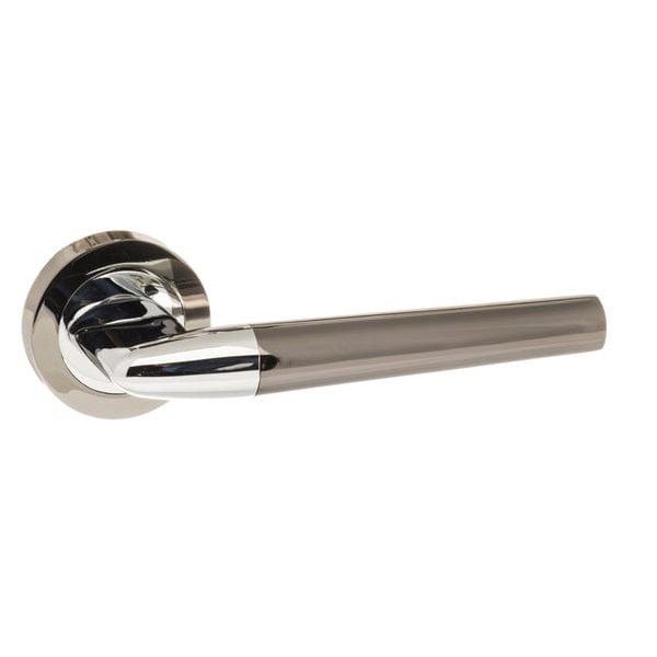 Atlantic Handles Black Nickel/Polished Chrome STATUS Tennessee Lever on Round Rose