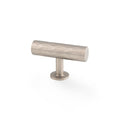 Alexander & Wilks Leila Hammered T-Bar Knob in a brushed nickel finish, featuring a cylindrical shape with a hammered texture and a round base, designed for easy gripping and installation.