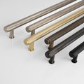 Crispin Knurled T-Bar Cupboard Pull Handle Satin Brass PVD 448mm Love Handles uk