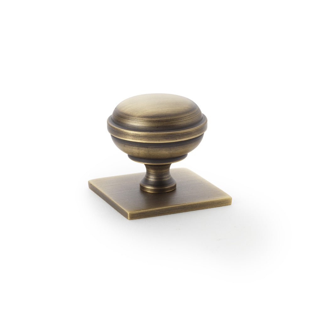 Quantock Cupboard Knob on Square Backplate - 34mm