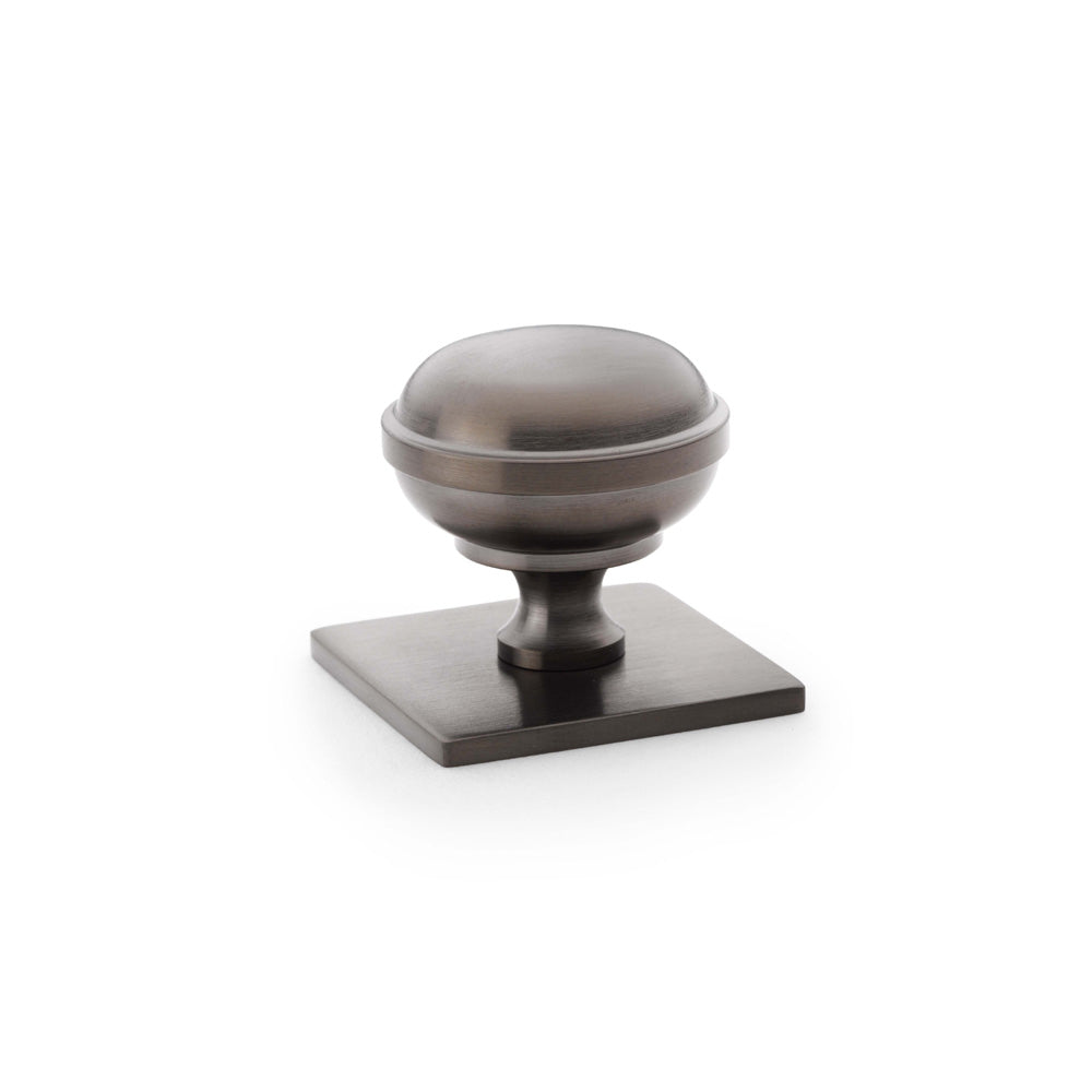 Quantock Cupboard Knob on Square Backplate - 34mm