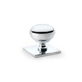 Alexander & Wilks Quantock Cupboard Knob on Square Backplate in polished chrome, featuring a rounded knob design mounted on a square backplate for easy installation.