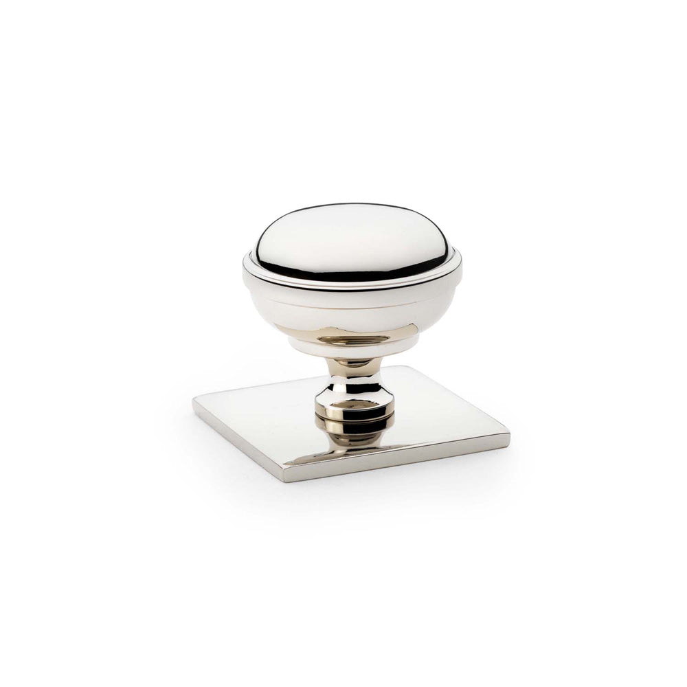 Quantock Cupboard Knob on Square Backplate - 34mm
