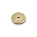 Alexander & Wilks Circular Backplate in a brushed brass finish, featuring a round design with a central hole. This metal accessory is suitable for various mounting applications.
