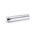 Alexander & Wilks Quantock Cup Handle in polished chrome finish, featuring a smooth, rounded design and a flat back for easy installation.
