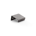 Alexander & Wilks Tilly Finger Pull in a dark finish, featuring a simple, angular design with a hole for mounting. The pull is made of metal and is suitable for various cabinetry applications.