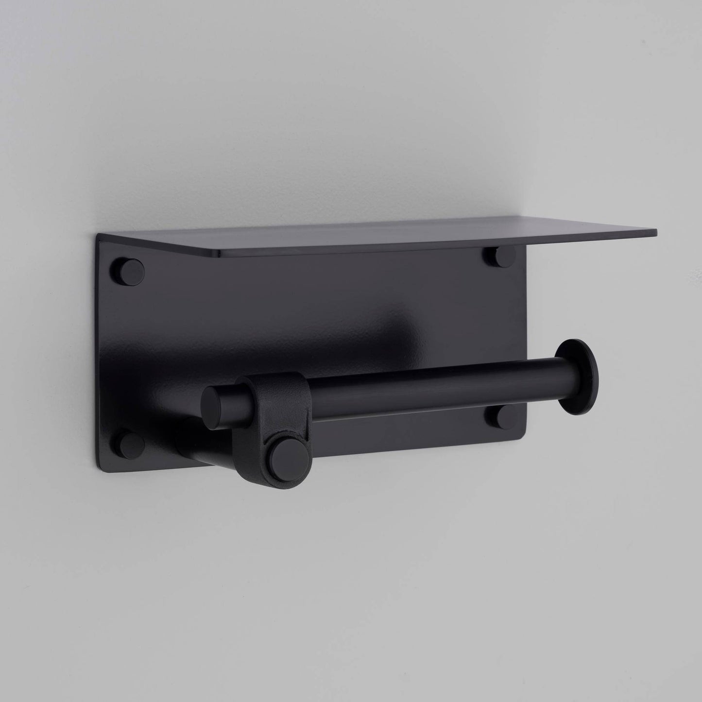 Buster + Punch Toilet Roll Holder / With Shelf / Cast Welders Black
