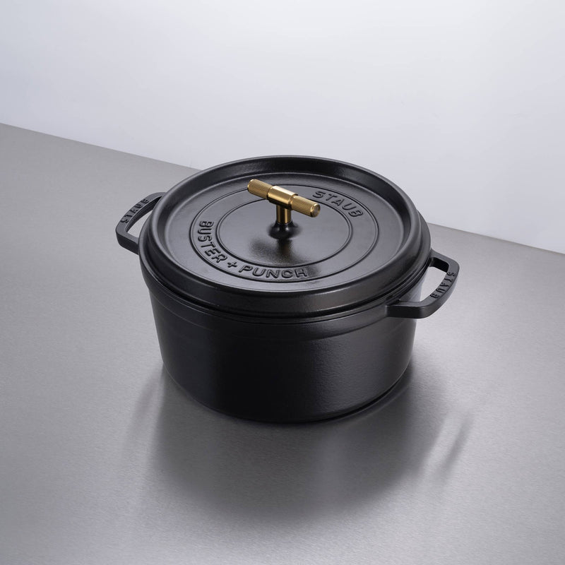 Buster + Punch Kitchen Product Sku Size Finish 1 Finish 2 Ex Vat Inc Vat Cocotte / 28CM / Cross / Staub / Black Brass