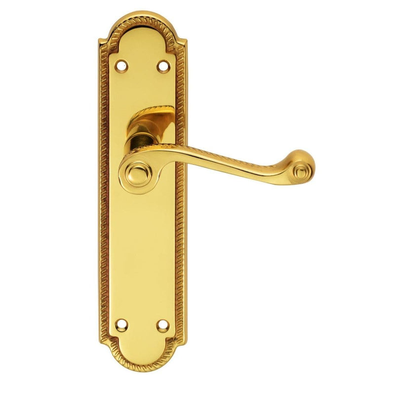 Carlisle Brass Handles Polished Brass Georgian Lever On Shaped Backplate - Latch 204Mm X 48Mm