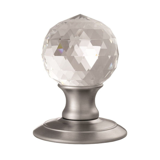Carlisle Brass Knobs Satin Chrome Ice Facetted Crystal Knob