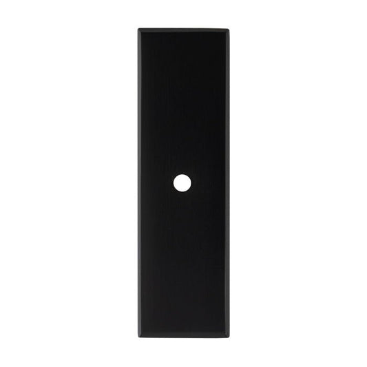 Alexander & Wilks Rectangular Cabinet Knob Backplate in black, featuring a smooth finish and a central hole for knob attachment, designed to enhance cabinet hardware.