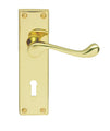Carlisle Brass Contract Victorian Scroll Lever on Backplate in a polished gold finish, featuring a curved lever design and rectangular backplate with a keyhole cutout.