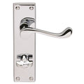 Carlisle Brass Contract Victorian Scroll Lever on Backplate in polished chrome, featuring a curved lever handle and a rectangular backplate with visible screws and a central locking mechanism.