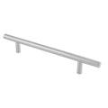 Carlisle Brass Straight T-Bar Pull Handle Grade 304 in a sleek stainless steel finish, featuring a straight cylindrical design with two mounting bases.