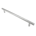 Carlisle Brass Straight T-Bar Pull Handle Grade 304 in a brushed stainless steel finish, featuring a sleek cylindrical design with two mounting posts at either end.
