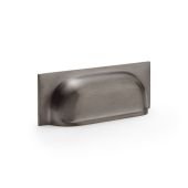 Alexander & Wilks Quantock Cup Handle in a matte graphite finish, featuring a simple design with a rounded top edge and a flat base for easy installation.