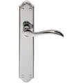 Carlisle Brass Madrid Lever on Backplate in polished chrome finish, featuring a curved lever handle and an elongated backplate design with decorative detailing.