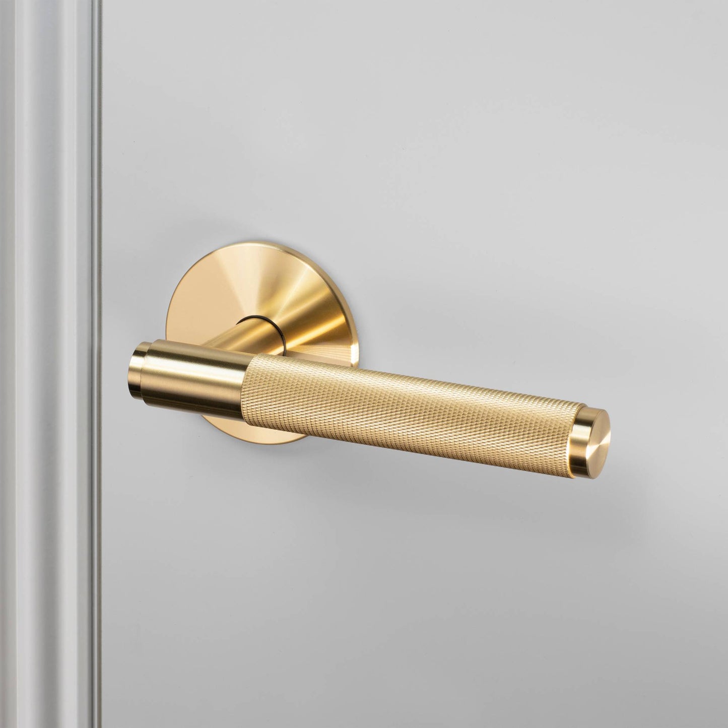 Door Handle Set Cross Sprung Brass