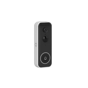 Carlisle Brass Yale Smart Video Doorbell featuring a black front with a camera lens and a white circular button, encased in a rectangular frame with a silver border.