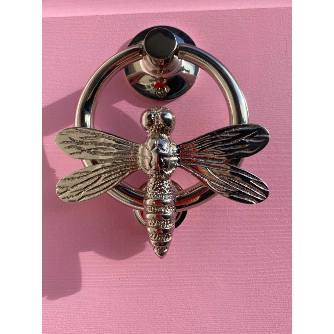 Brass Dragonfly Door Knocker with Ring - Nickel Finish - Brass bee