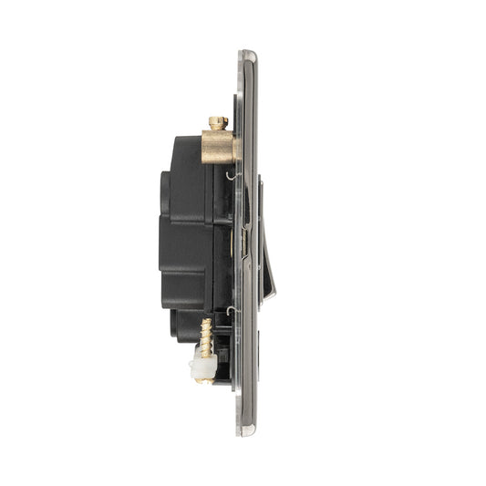Concealed 3mm 13Amp Switched Fuse Spur With Neon - Black Nickel