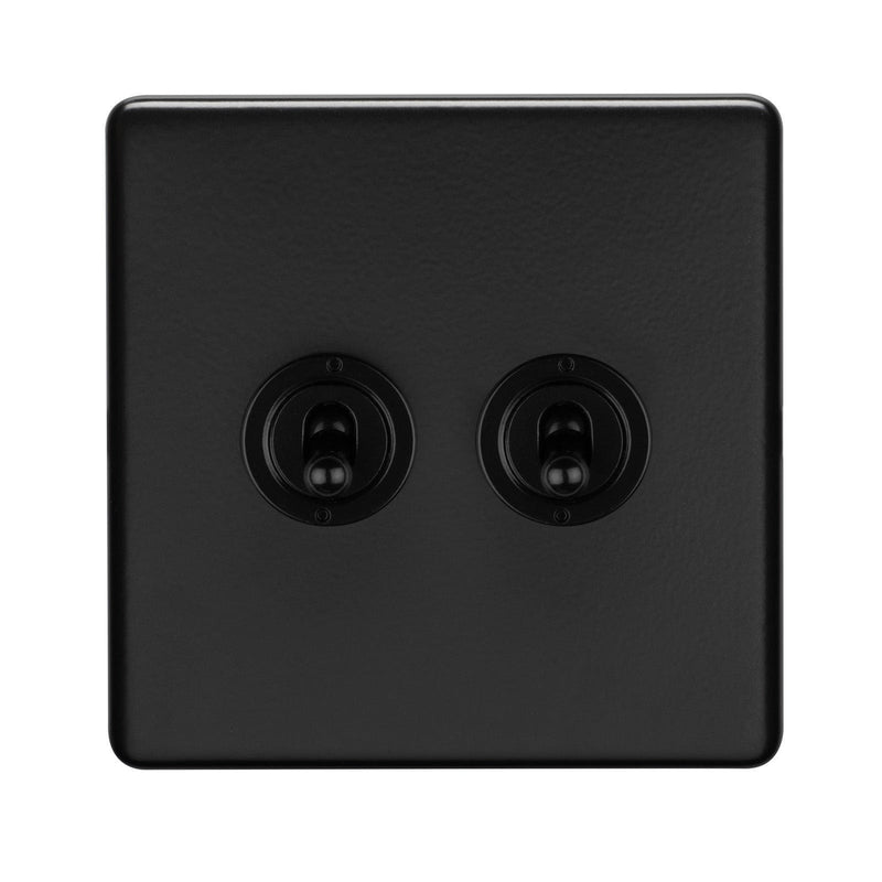 Eurolite Switches Matt Black 2 Gang 10Amp 2Way Toggle Switch - Matt Black