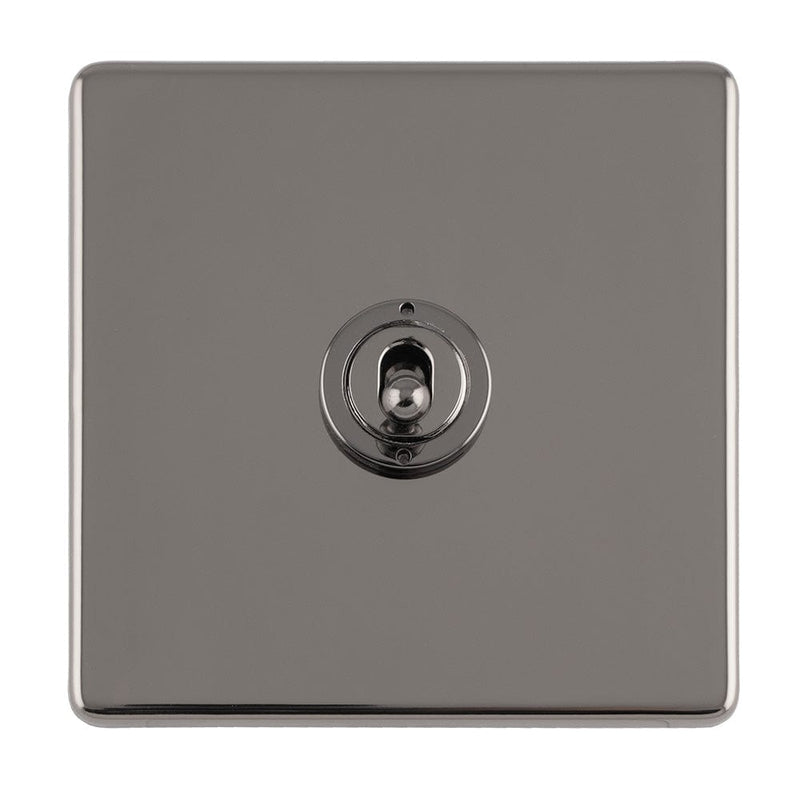 Eurolite Switches Black Nickel Concealed 3mm 1 Gang 10Amp 2Way Toggle Switch Black Nickel Plate - Black Nickel