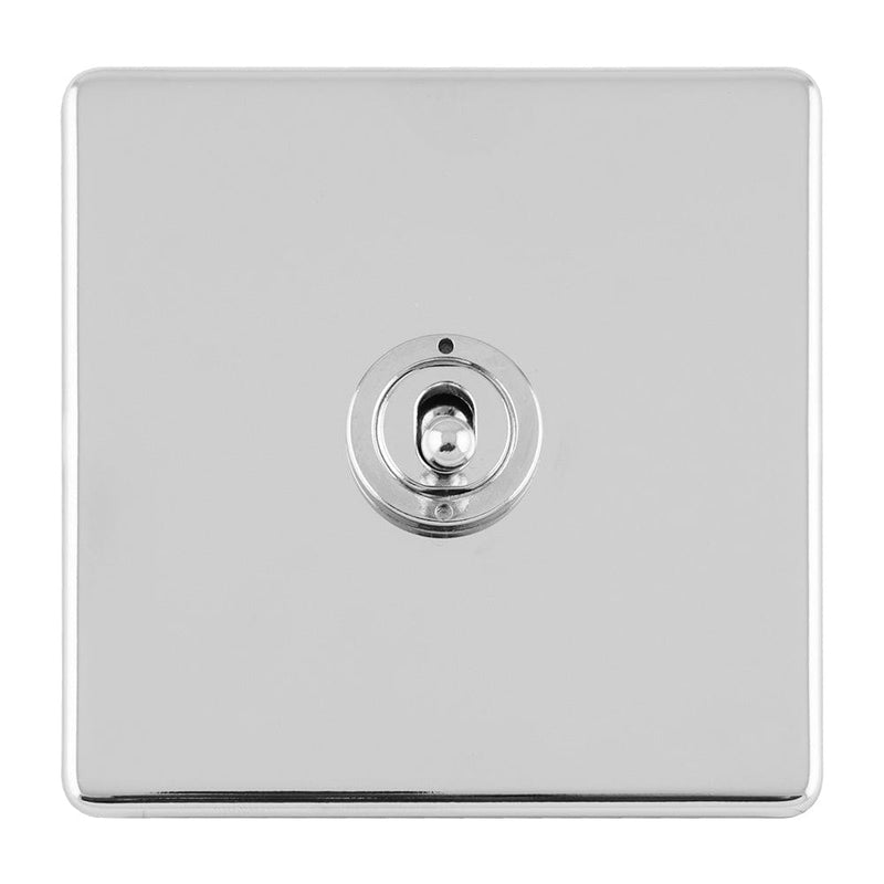 Eurolite Switches Polished Chrome Concealed 3mm 1 Gang 10Amp 2Way Toggle Switch Polished Chrome Plate - Polished Chrome