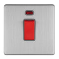 Eurolite Switches Stainless Steel Concealed 3mm 1 Gang 45Amp Dp Switch With Neon - Stainless Steel