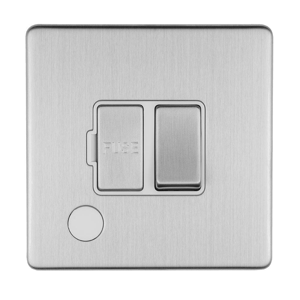 Eurolite Switches Stainless Steel Concealed 3mm 13Amp Switched Fuse Spur With Flex Outlet - Stainless Steel
