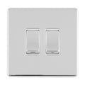 Eurolite Switches Polished Chrome Concealed 3mm 2 Gang 10Amp 2Way Switch - Polished Chrome