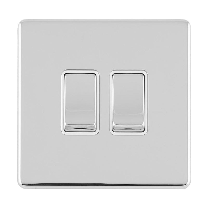 Eurolite Switches Polished Chrome Concealed 3mm 2 Gang 10Amp 2Way Switch - Polished Chrome