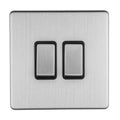 Eurolite Switches Stainless Steel Concealed 3mm 2 Gang 10Amp 2Way Switch - Stainless Steel