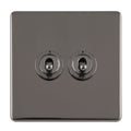 Eurolite Switches Black Nickel Concealed 3mm 2 Gang 10Amp 2Way Toggle Switch Black Nickel Plate - Black Nickel