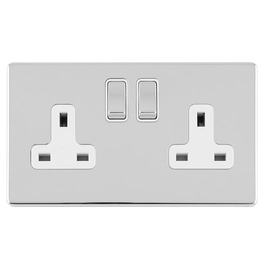 Eurolite Plug Sockets Polished Chrome Concealed 3mm 2 Gang 13Amp Dp Switched Socket - Polished Chrome