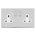 Eurolite Plug Sockets Polished Chrome Concealed 3mm 2 Gang 13Amp Dp Switched Socket - Polished Chrome