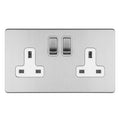 Eurolite Plug Sockets Stainless Steel Concealed 3mm 2 Gang 13Amp Dp Switched Socket - Stainless Steel